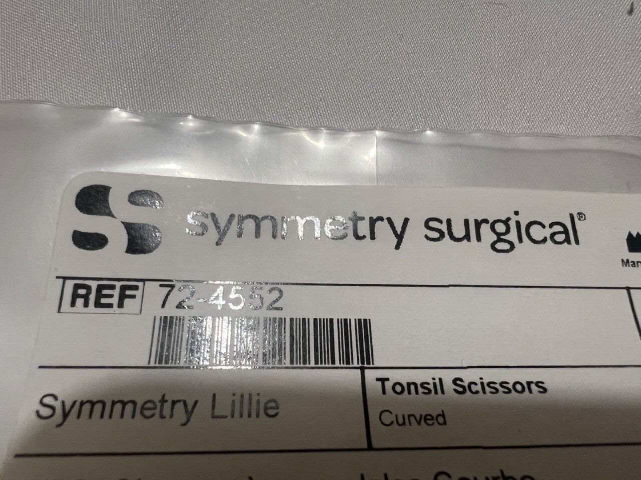 SYMMETRY SURGICAL 72-4552 Lillie Curved Tonsil Scissors 6" Length — photo 2
