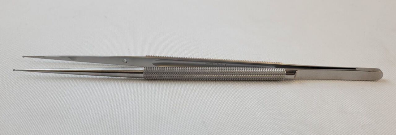 MILLENNIUM 7-44252 Dennis Ring Tip Forceps Straight 1mm Diamond-Dust Ring Tips