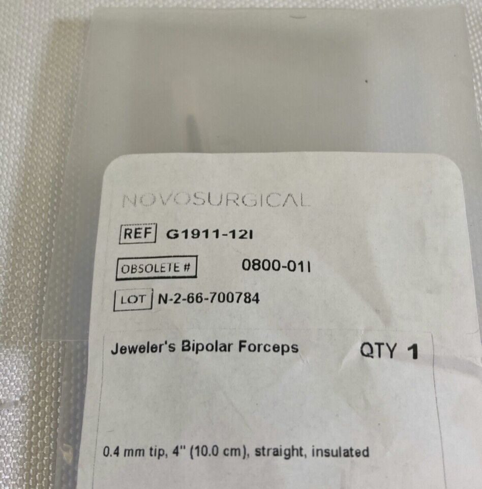 NOVO SURGICAL G1911-121 Jewelers Bipolar Forceps 0.4mm Tip Insulated 4" — photo 4