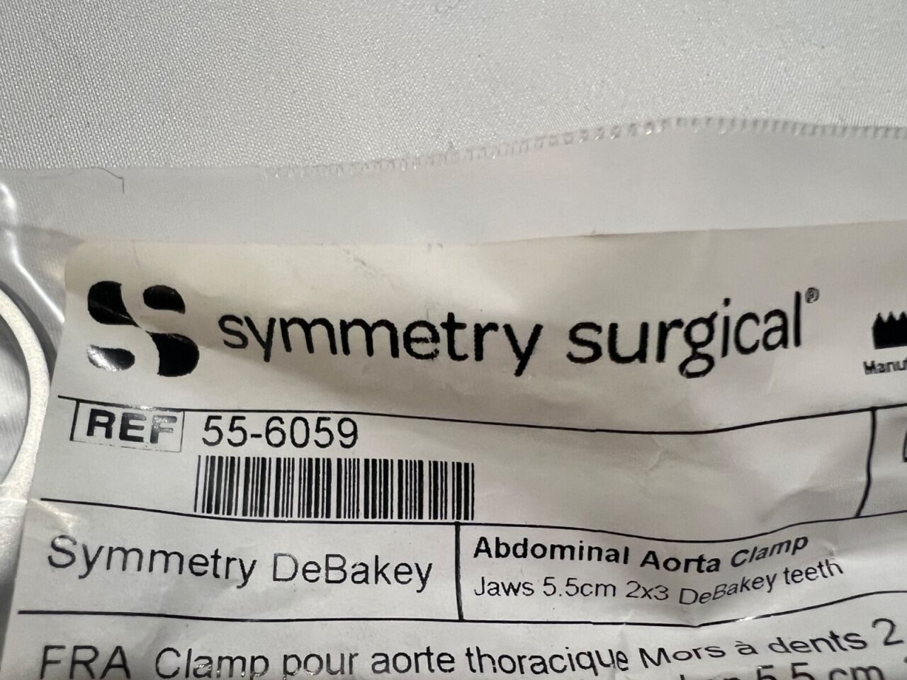 SYMMETRY SURGICAL 55-6059 DeBakey Aorta Clamp 5.5cm Jaws 2x3 Teeth 10.5" Length — photo 2