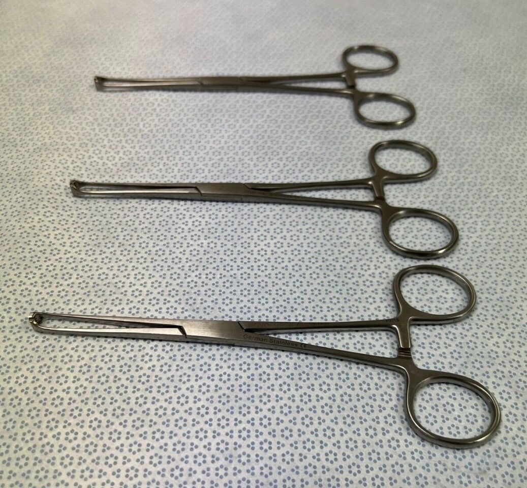 NOVO SURGICAL G6113-27 Surgical Allis Tissue Forceps 5 x 6 Teeth Set of 3