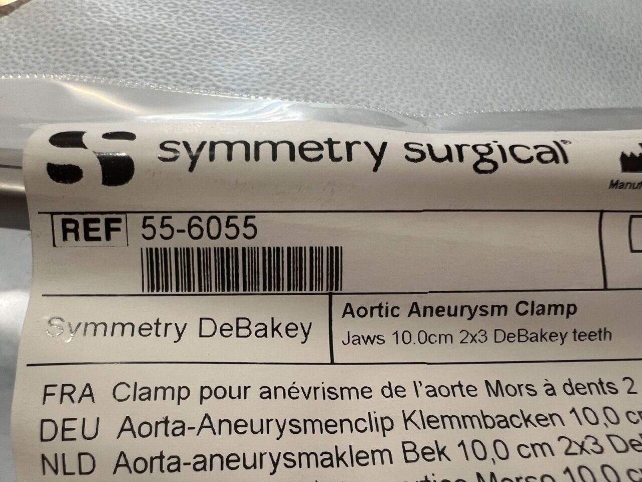 SYMMETRY 55-6055 DeBakey Aortic Aneurysm Clamp 10cm Jaws 2x3 Teeth 12" Length — photo 2