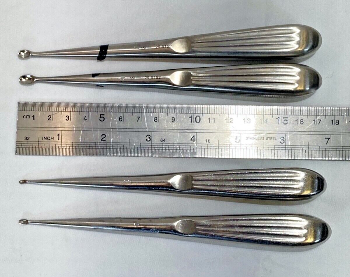 SSI ULTRA 7" Sizes 00/0/2/3 Brun Bone Curettes - Set of 4 — photo 6