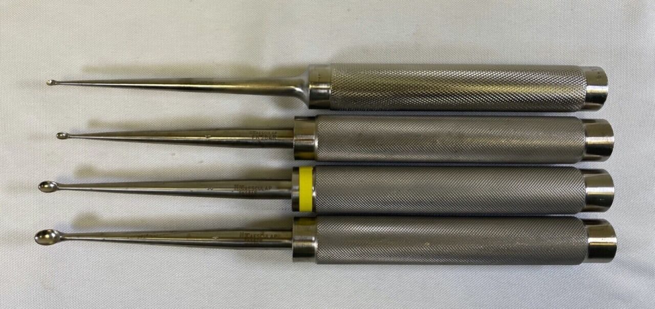 AESCULAP Size 4/3/1/0 11" Straight Cobb Curette Set of 4