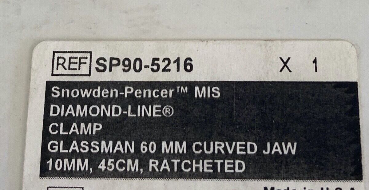SNOWDEN-PENCER 90-5216 60mm Curved Jaw 10mm 45cm MIS Diamond Line Glassman Clamp — photo 4