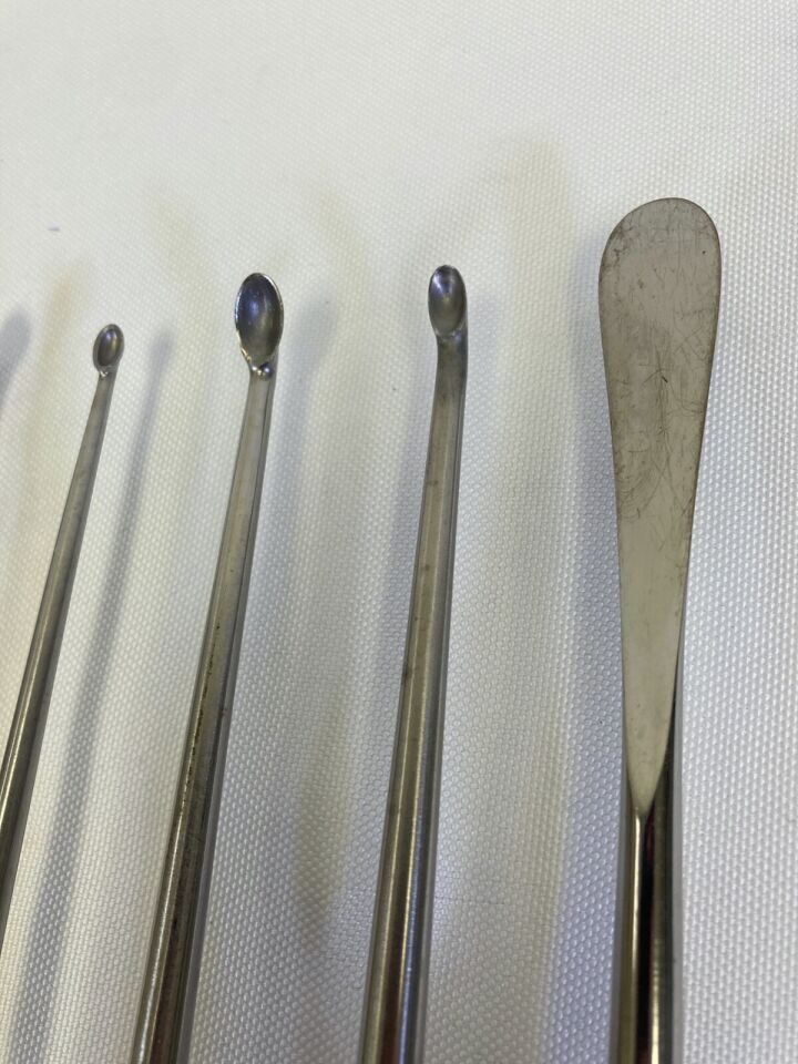 WALLIE HEINIG LENOX MACLAREN 13.5" Set of 7 Straight & Angled Curettes & Elevator — photo 5