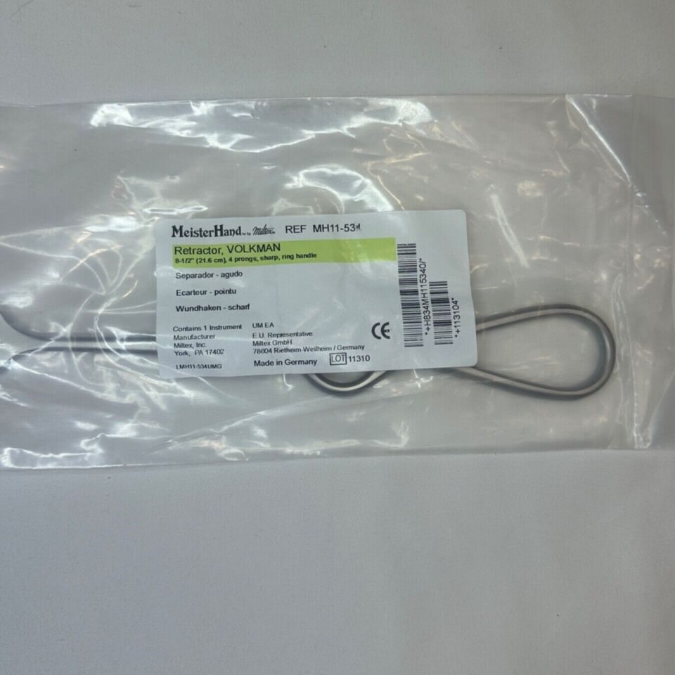 INTEGRA MILTEX 11-534 Volkman Retractor 8in. 4 Prongs Sharp Ring Handle — photo 2