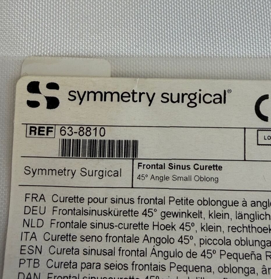 SYMMETRY SURGICAL 63-8810 Frontal Sinus Curette 45deg Angle Small Oblong Cup — photo 2
