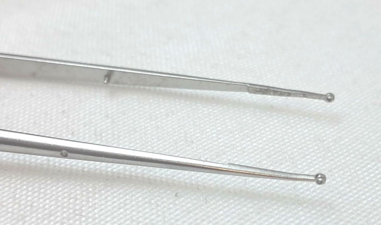 SCANLAN 4004-282 Micro Forceps Round Handle 1mm Diamond Dust Ring Tips — photo 2
