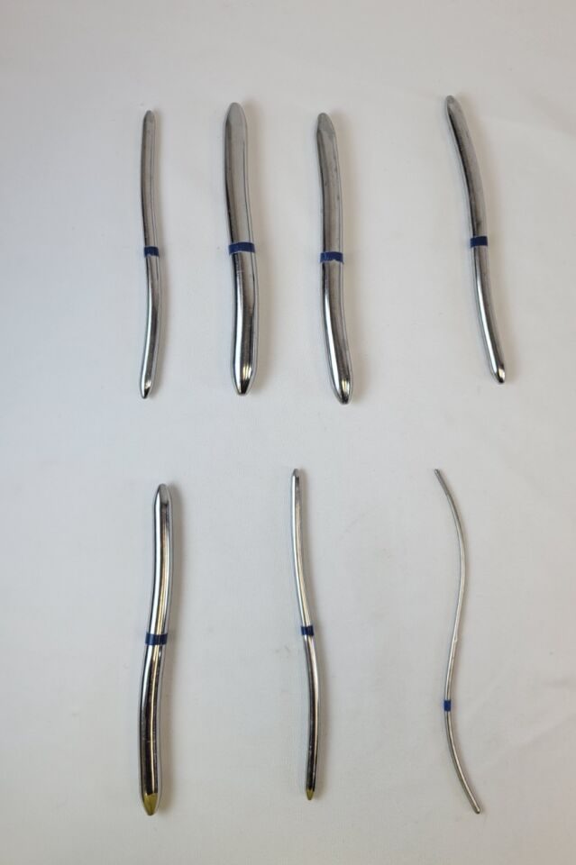 AESCULAP 3-18 mm Double-Ended S-Shaped 7-3/4" Hegar Uterine Dilators Set of 7