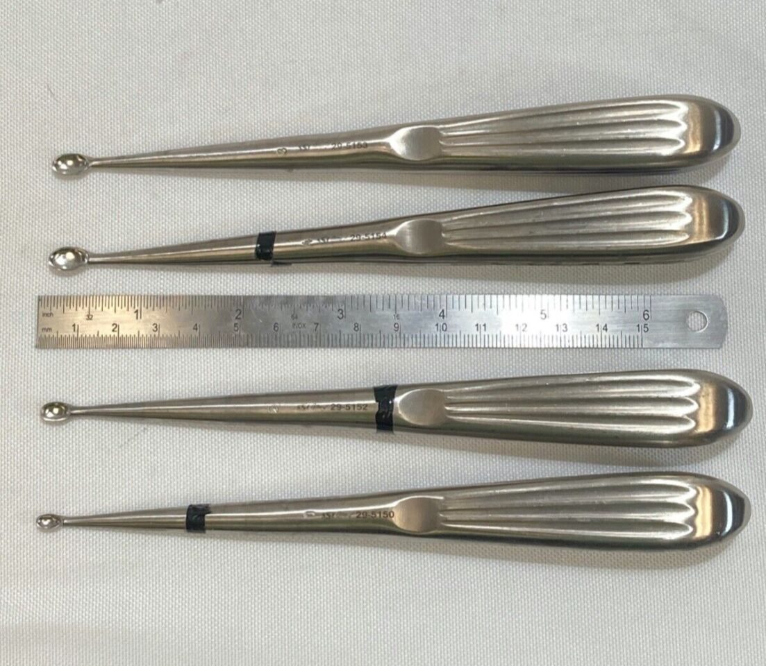 SSI ULTRA 7" Sizes 0/1/3/4 Brun Bone Curettes - Set of 4 — photo 7