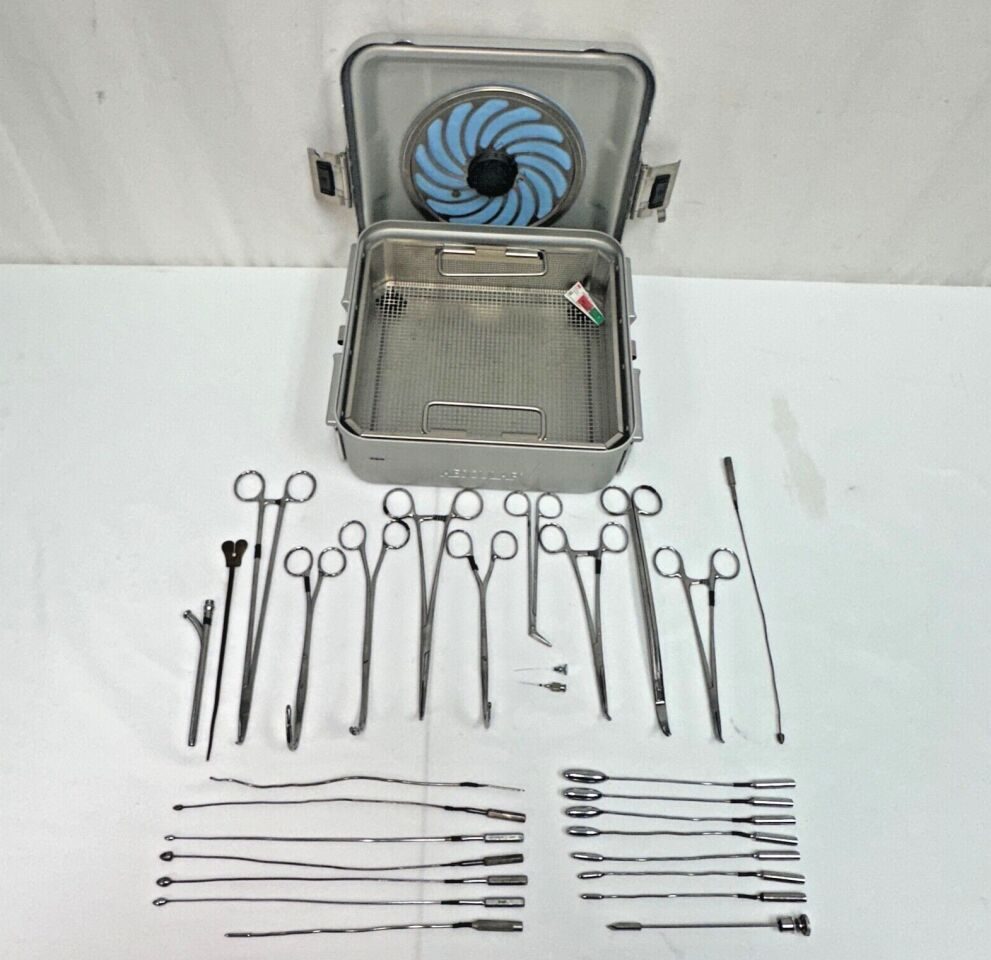 VARIOUS  29 Piece Sklar Weck W. Lorenz Gallbladder Instrument Tray With Sterilizatio Case