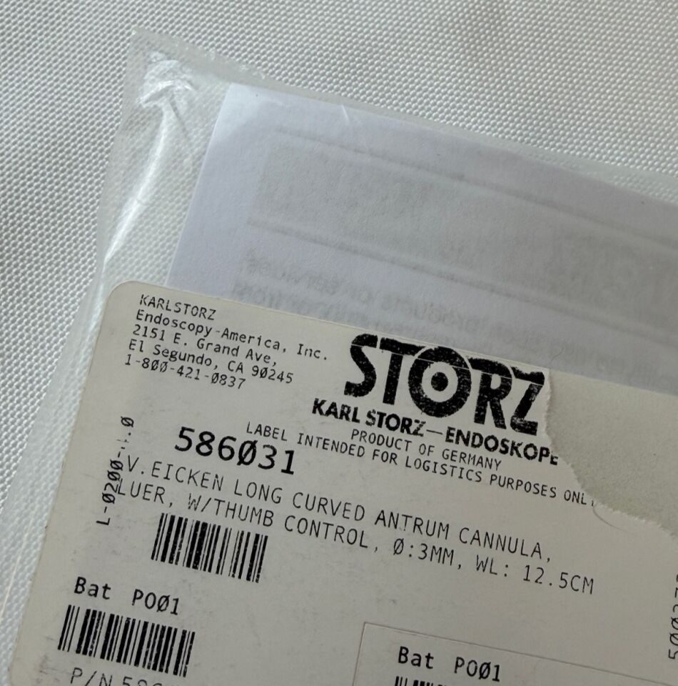 KARL STORZ 586031 Eicken Antrum Suction Cannula 3mm x 12.5cm Long Curve ENT — photo 2