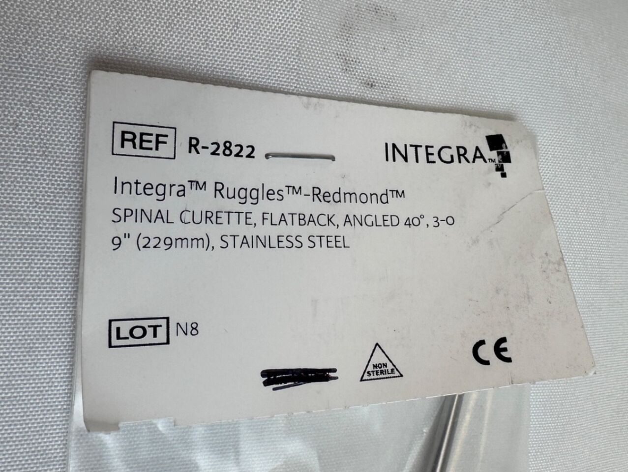 RUGGLES R-2822 Spinal Curette FlatBack Angled 40deg 9" — photo 2