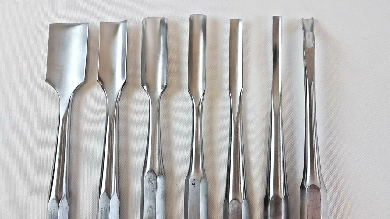 SMITH & NEPHEW 7pc Miltex Hibbs Bone Gouge Set Straight w/ Offset Gouge