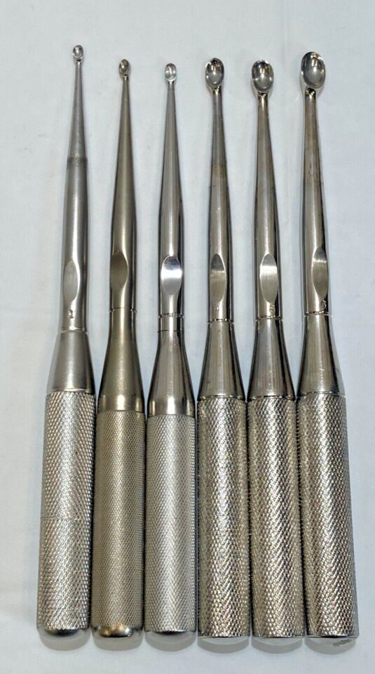 V. MUELLER OS995-005 Bone Curettes Set of 6 Knurled Handle 9" 0-6 — photo 1