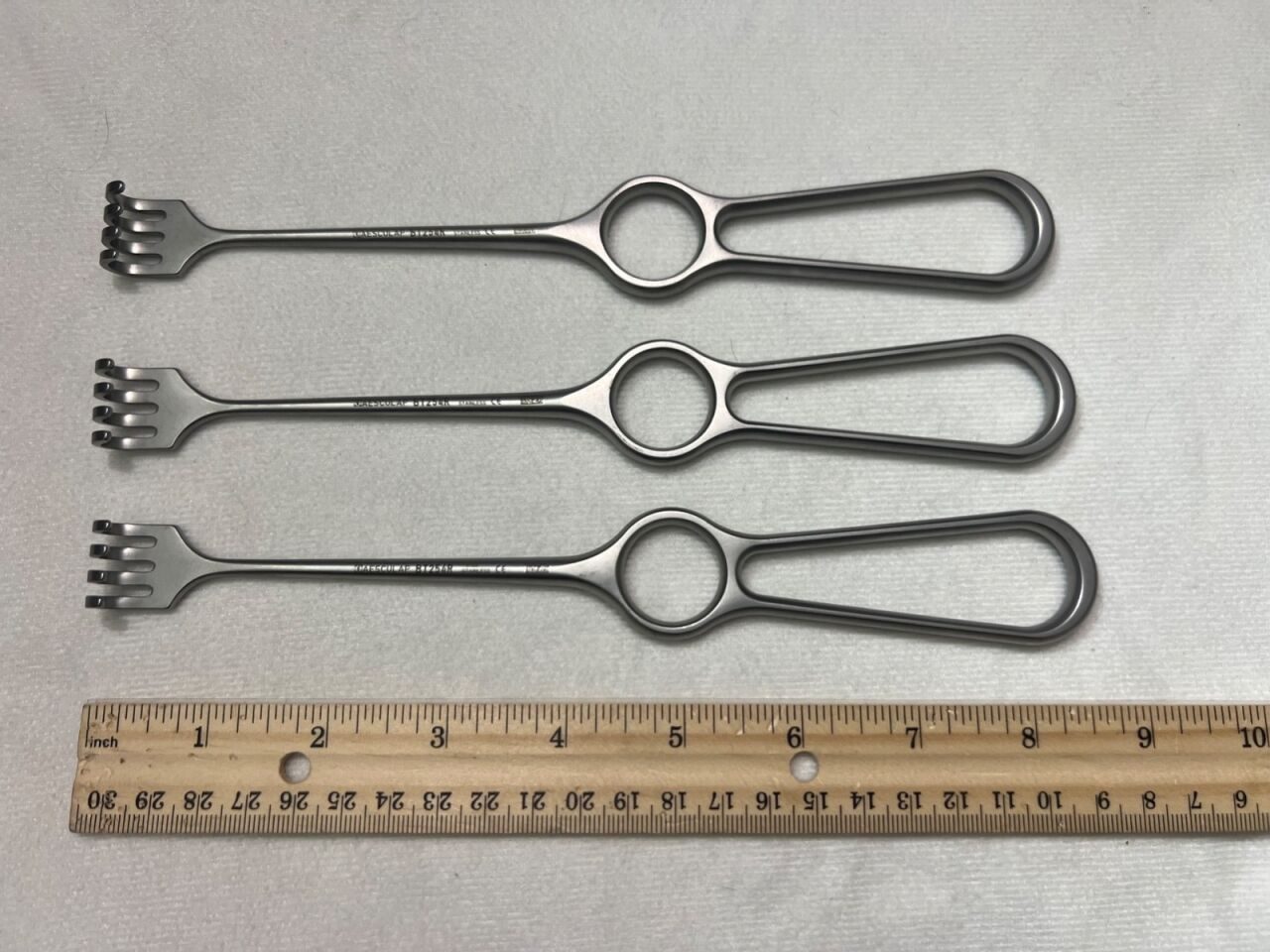 AESCULAP BT254R Set of 3 Volkmann Retractors 8x19mm Blunt 4-Prongs 8-3/4" Length — photo 3