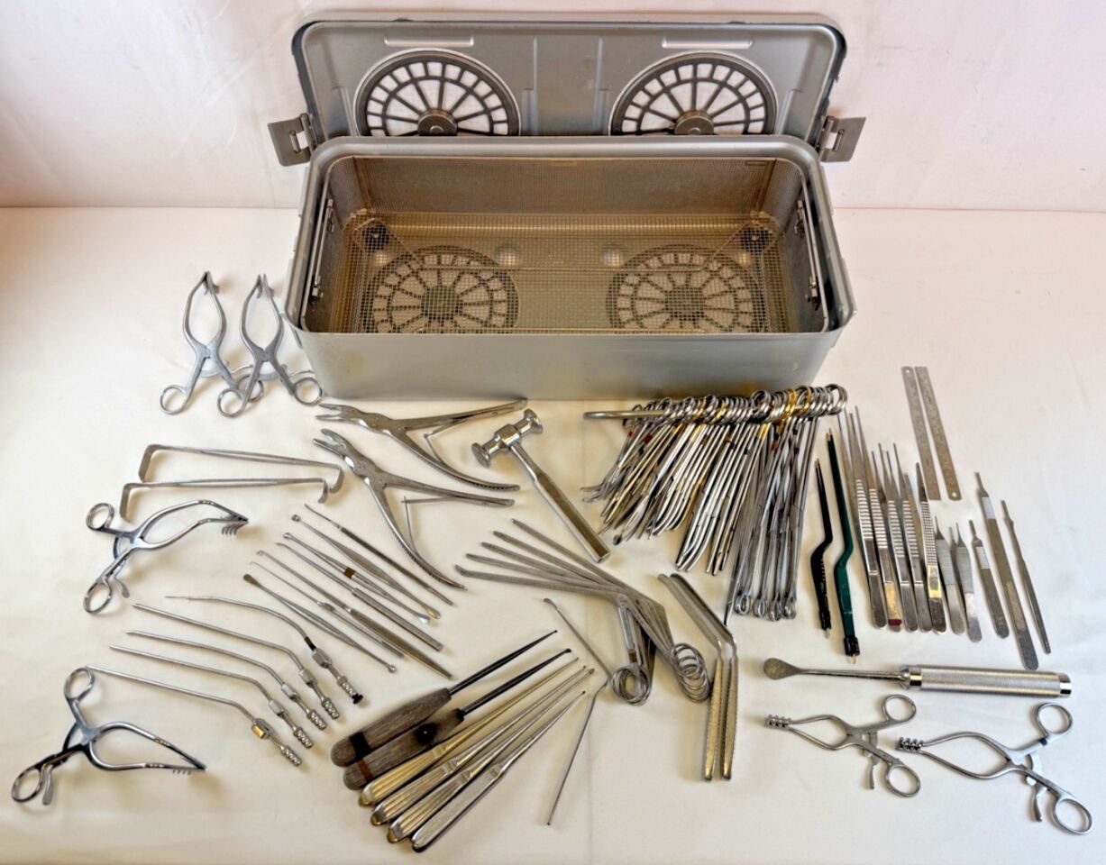 VARIOUS  82 Piece Jarit V. Mueller Spine Instrument Tray w Sterilization Case — photo 1