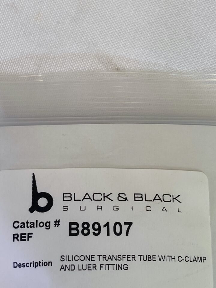 BLACK & BLACK SURGICAL B89107 Silicone Transfer Tube C-Clamp Luer Adapter Lipo — photo 2