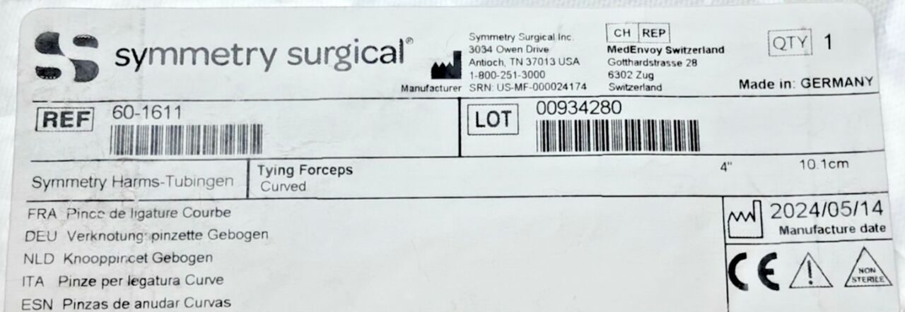 SYMMETRY SURGICAL 60-1611 Tying Forceps, Curved — photo 5