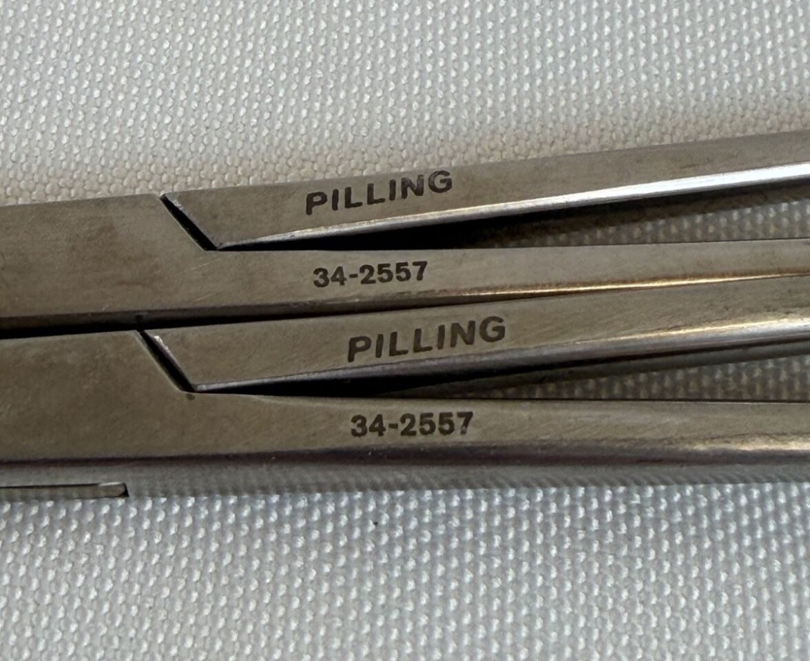 PILLING 34-2557 Kantrowitz Forceps Right Angle Serrated 1.75" Tip x 2mm — photo 2