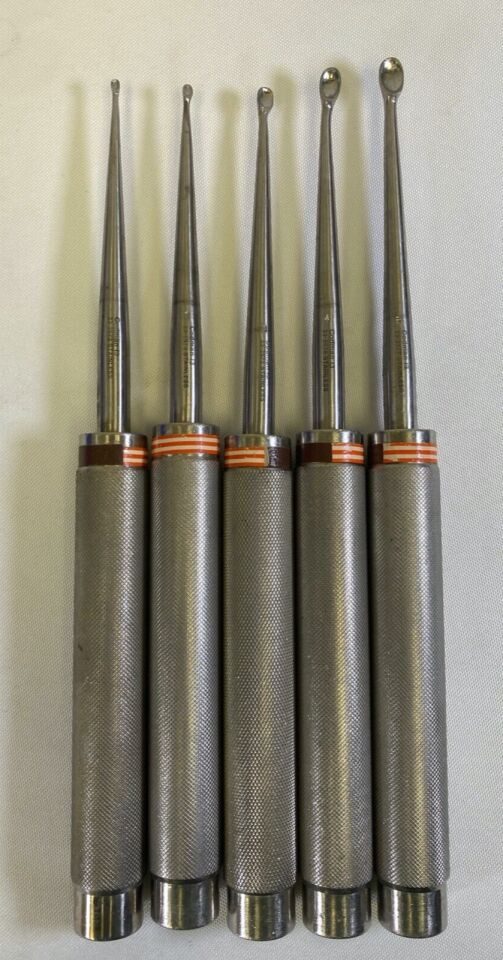 CODMAN Sizes 0/1/3/4/5 x 11" Straight Cobb Curettes Set of 5