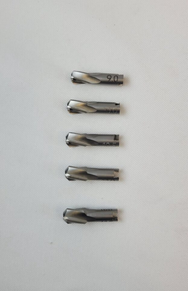 STRYKER Set of 5 9.0, 10.0, 10.5, 11.0, 11.5 Surgical End Mills