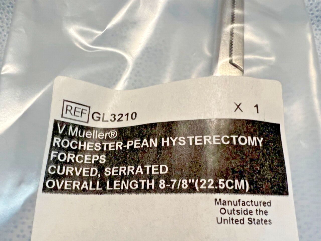 V. MUELLER GL3210 Rochester-Pean Hysterectomy Forceps Curved Serrated 8-7/8" — photo 2