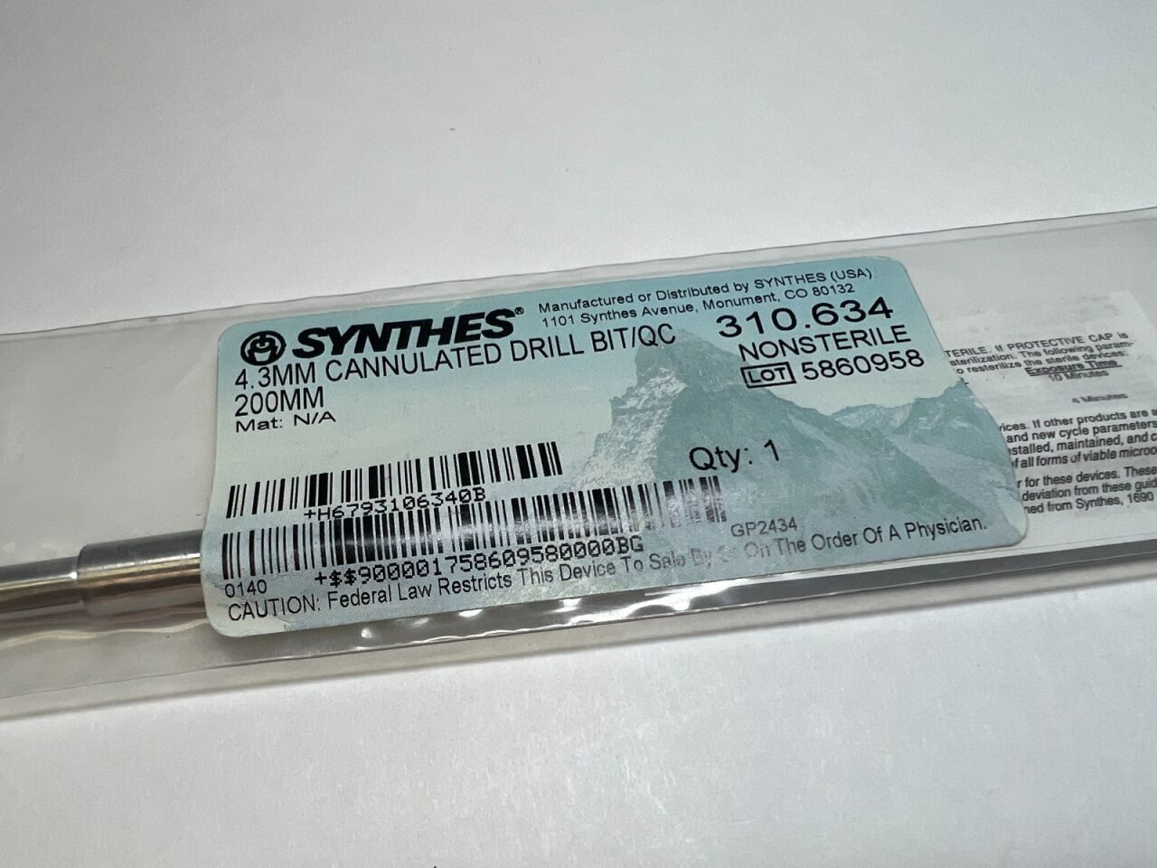SYNTHES 310.634 4.3mm Cannulated Drill Bit Drill Bit — photo 2
