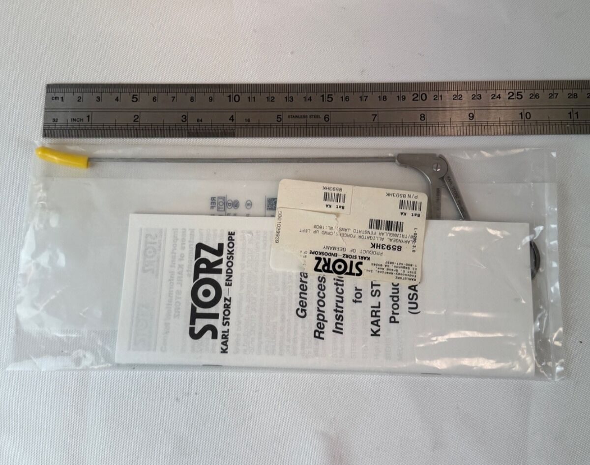 KARL STORZ 8593HK Laryngeal Alligator Forcep Curved Up Left Triangular Jaw 18cm — photo 5