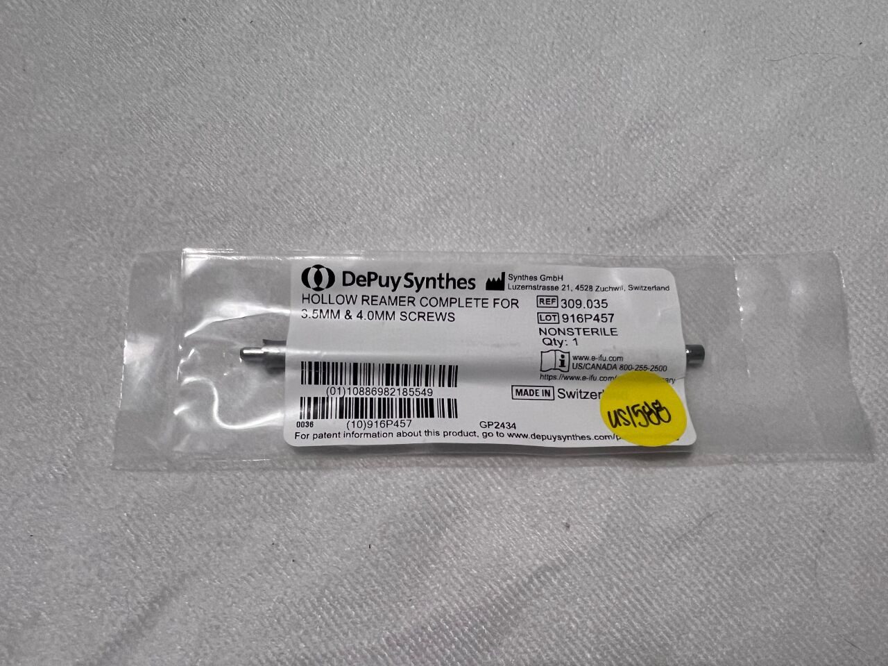 SYNTHES 309.035 Hallow Reamer Complete For 3.5/4.0mm Screws