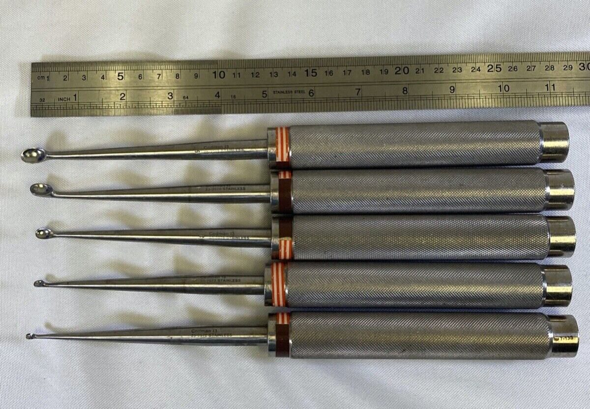 CODMAN Sizes 0/1/3/4/5 x 11" Straight Cobb Curettes Set of 5 — photo 8