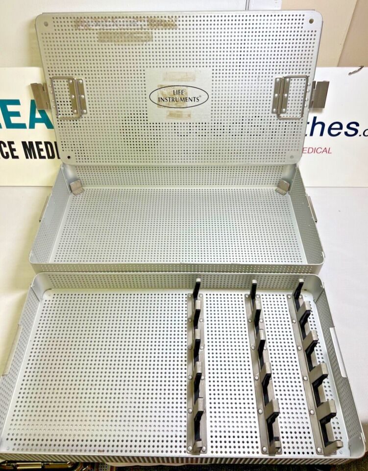 LIFE INSTRUMENTS  5 Slot Lumbar Elevator Curette Sterilization Case w/ Basket
