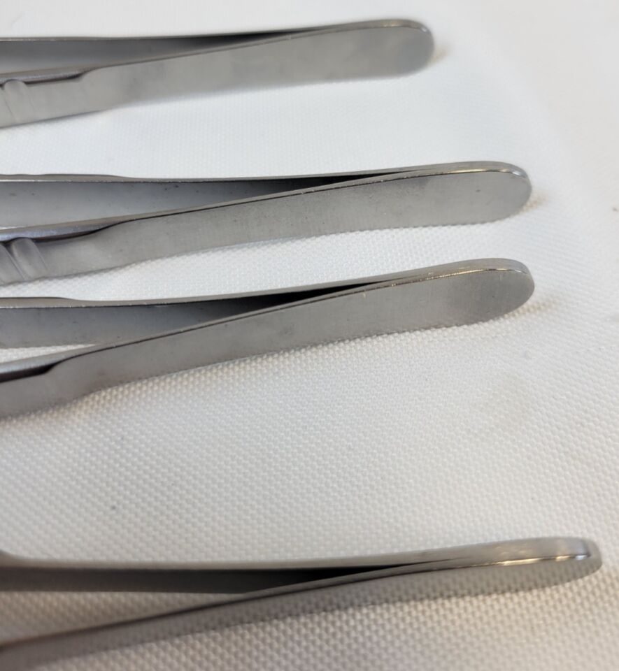 Set of 4 7.75" Straight 2.5mm wide Tips DeBakey Atraumatic Tissue Forceps — photo 6