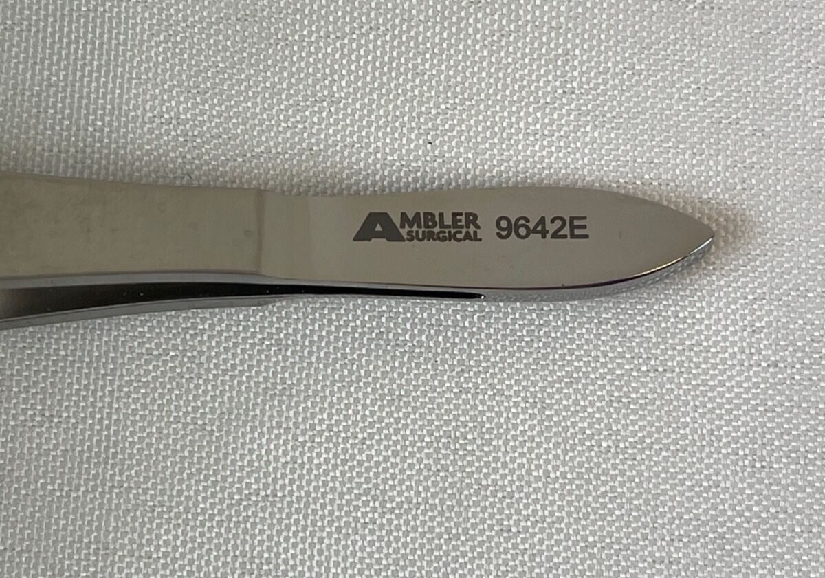 AMBLER 9642E Jaffe Tying Forceps 4" Very Delicate 6mm Platform Curved Smooth Jaw — photo 2