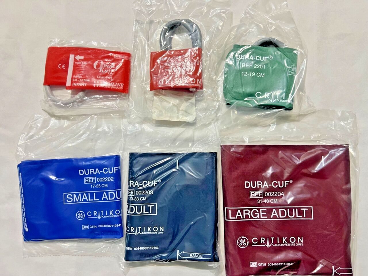 2200 2201 2202 2203 2204 Blood Pressure Cuffs Adult & Infant Sizes - Set of 6