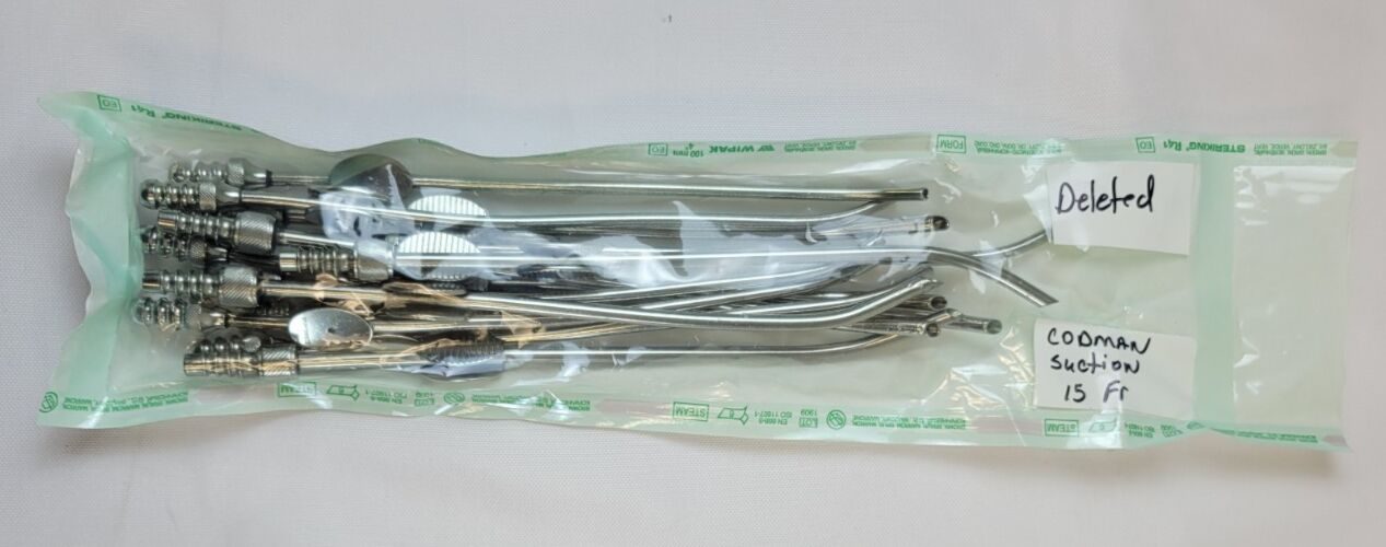 CODMAN 15 Fr Angled Lot of 13 Frazier Suction Tubes