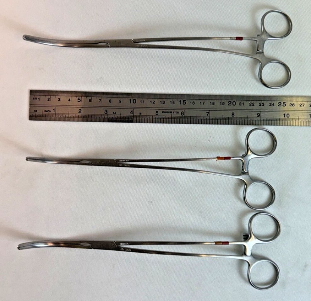 PILLING 353630 31 & 32 Curved Debakey Clamps 10" Set of 3 Curved DeBakey Clamps Cardiovascular CVOR — photo 7