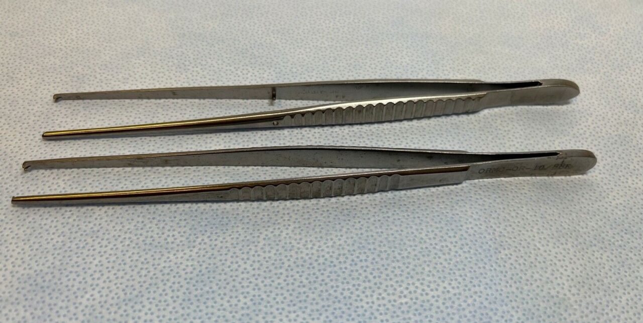 PILLING 8-1/4" & 8-1/2" Tissue Forceps 1x2 Teeth - Lot of 2