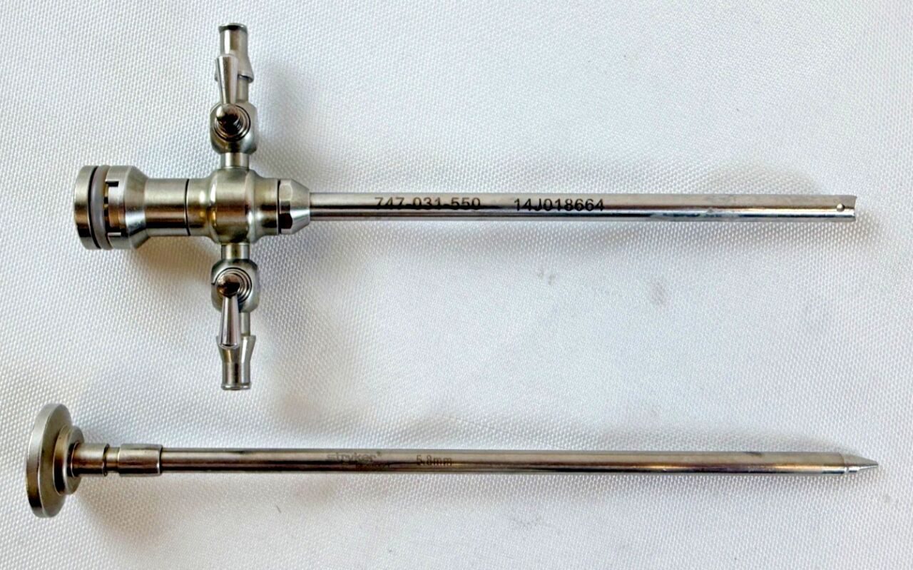 STRYKER 747-031-550 Dual Rotating Valve 5.8mm Arthroscopic Cannula & Obturator — photo 1