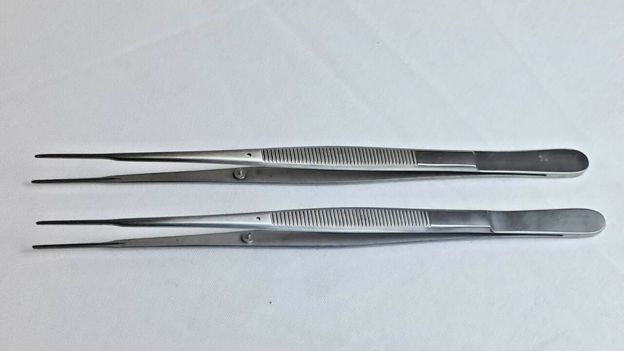 SYMMETRY 55-9039 Lot of 2 Micro Forceps 7 1/8" 1x2 Teeth