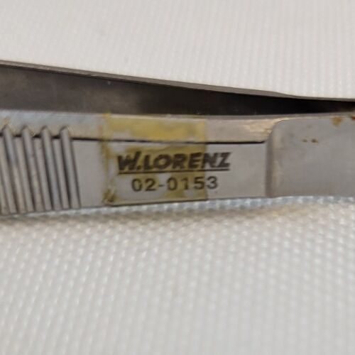 W. LORENZ 02-0153 Green Fixation Forceps 10mm T-Shaped Tips Serrated 4" — photo 3